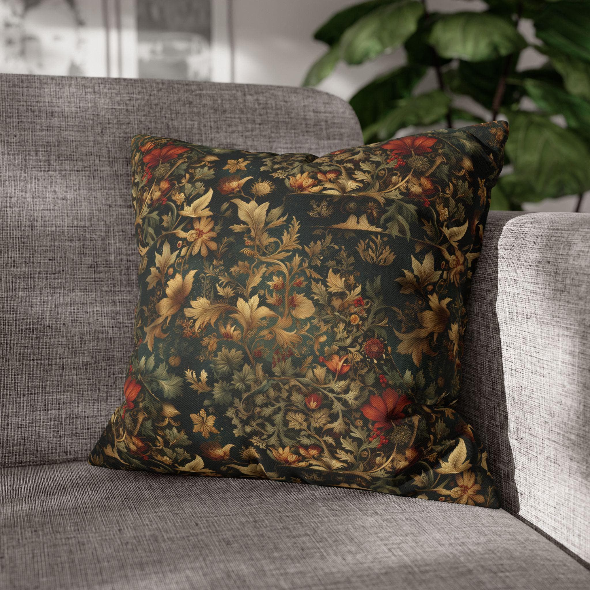 William Morris Inspired Dark Botanical Christmas Pillow Cover: Arts and Crafts Holiday Decor