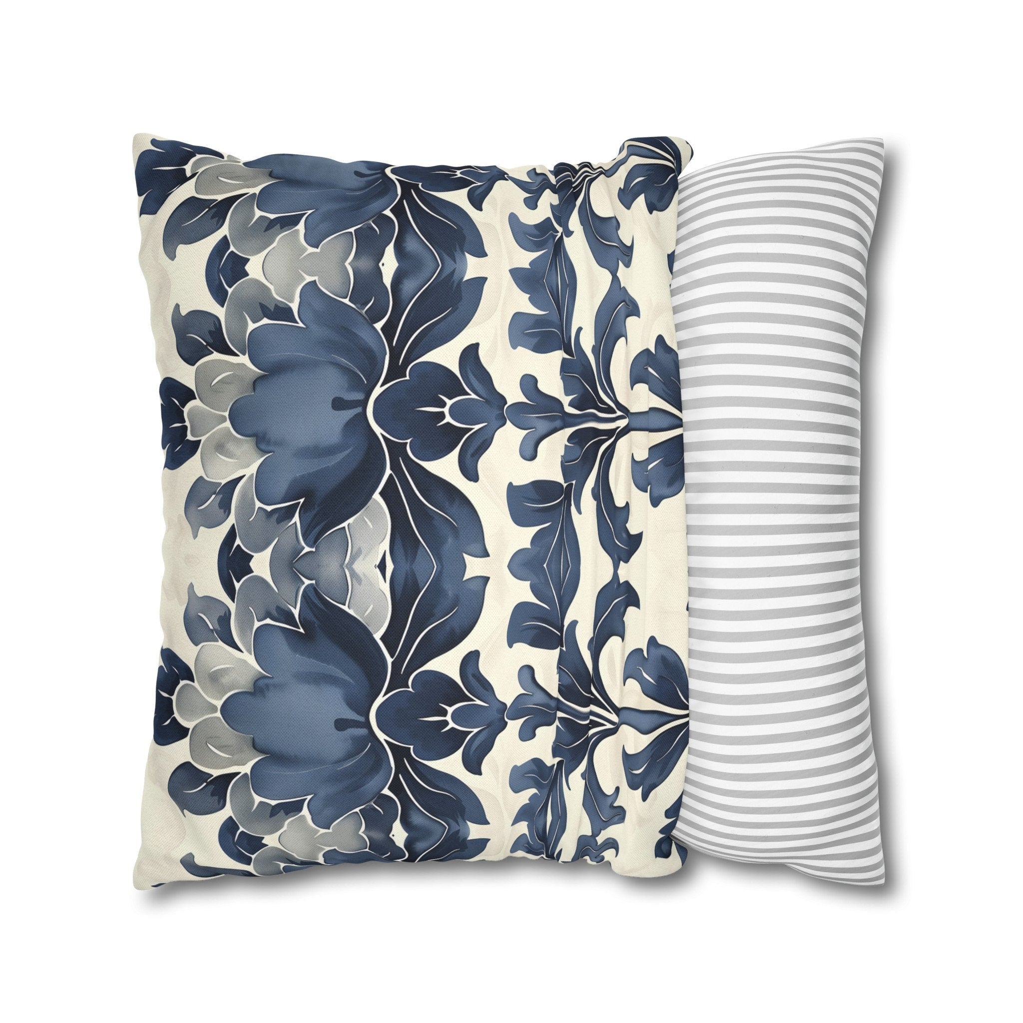 Blue Floral Throw Pillow Cover: French Country Farmhouse Decor
