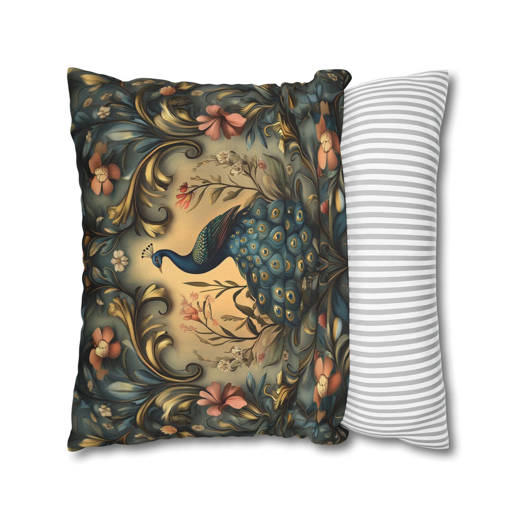 Peacock Pillow Cover: William Morris Floral Tapestry Design