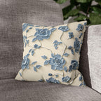 Chinoiserie Pillow Cover: Blue Peony Floral Design