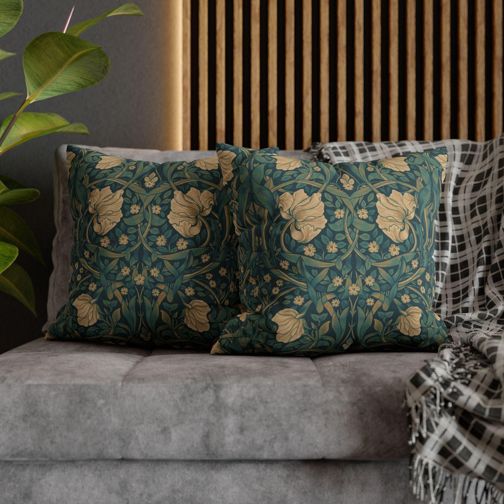 William Morris Midnight-Teal Champagne Pillow Cover: Vintage Pimpernel Reconstructed