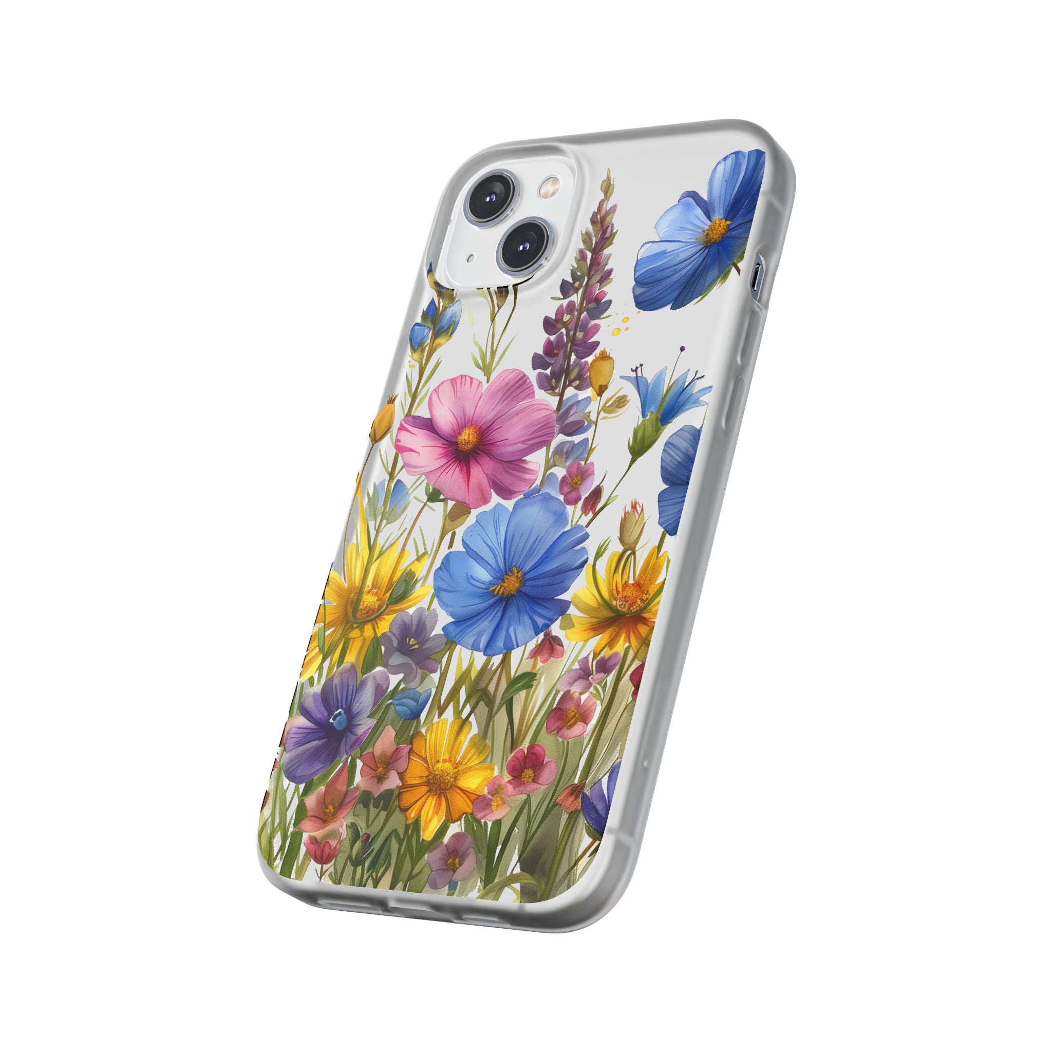 Floral Phone Case: Slim Matte TPU Cover, Wildflower Garden