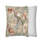 William Morris Hummingbird Pillow Cover: Vintage Style Floral Art, Pastel Green