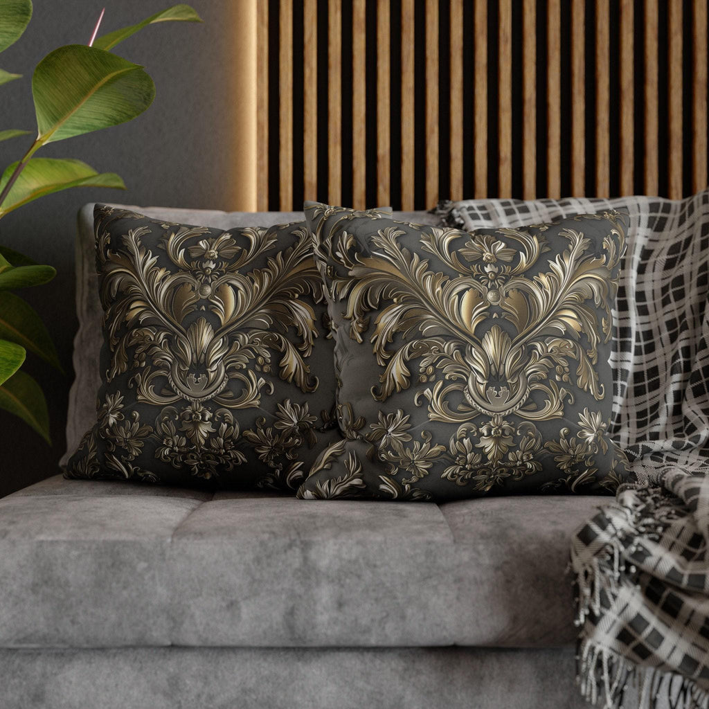 Baroque Pillow Cover: Metallic Gold Acanthus Floral Design