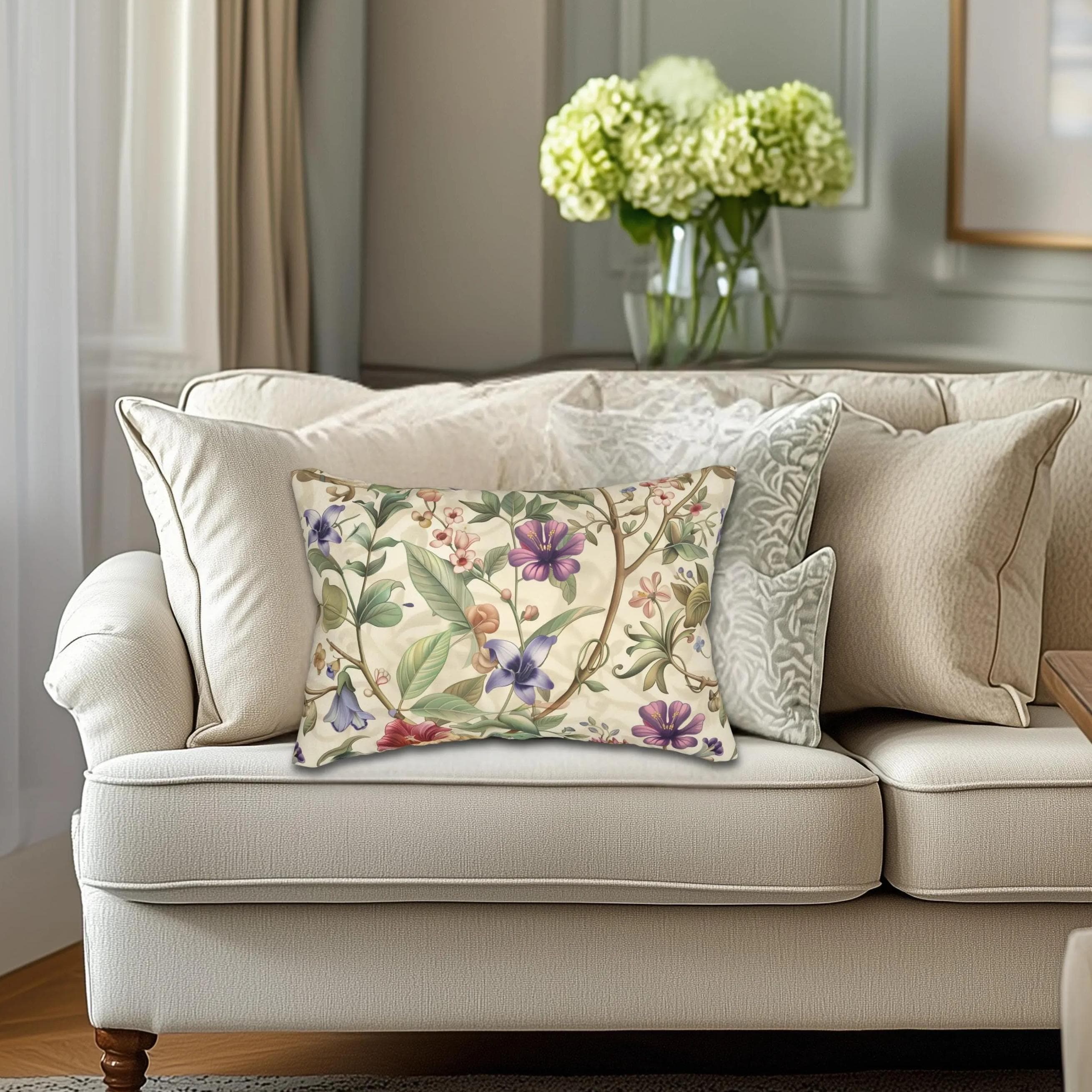 William Morris Botanical Lumbar Pillow: Vintage Style Floral Arts & Crafts Decor