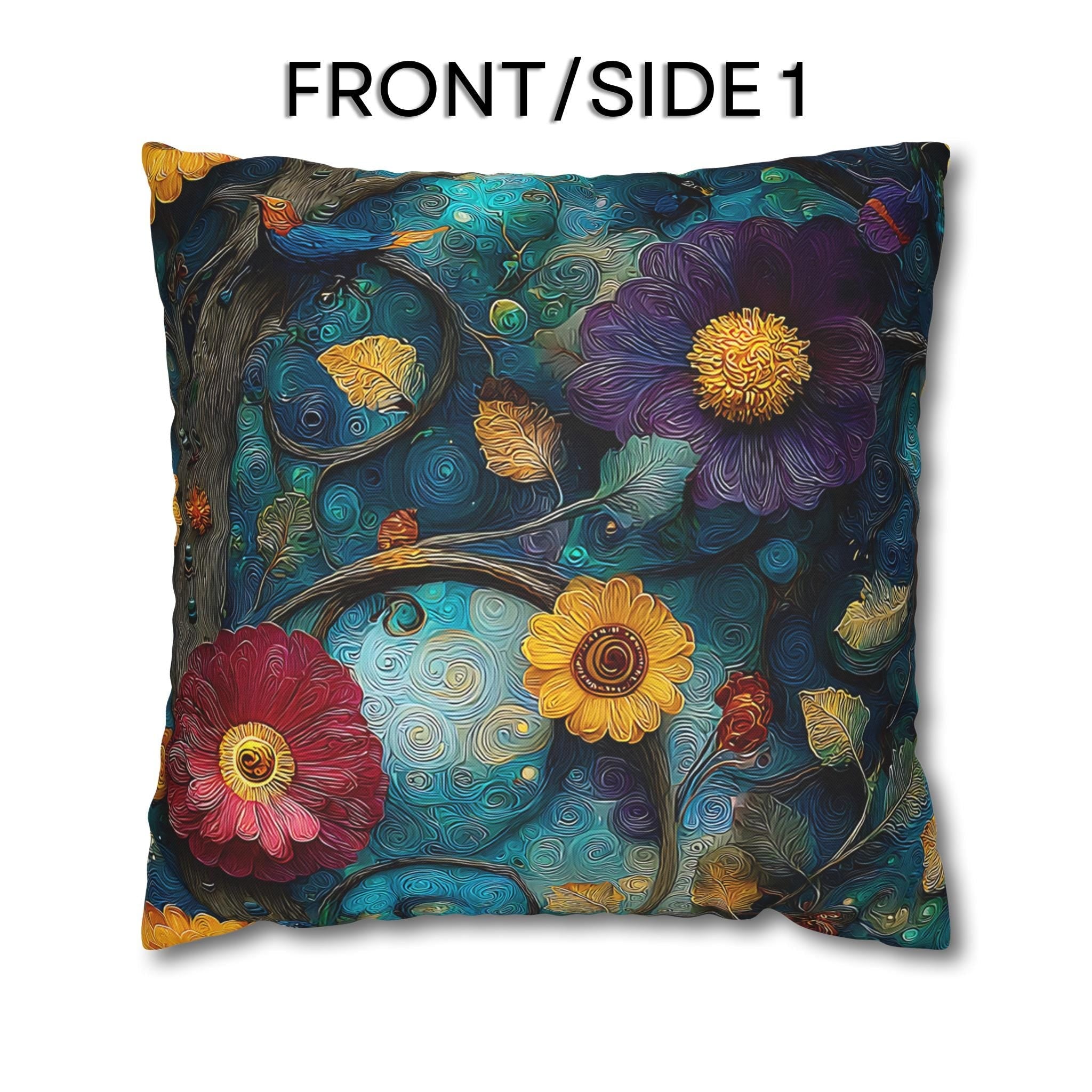 Klimt Botanical Pillow Cover: Jewel Tone Art Nouveau Floral Inspired by Gustav Klimt