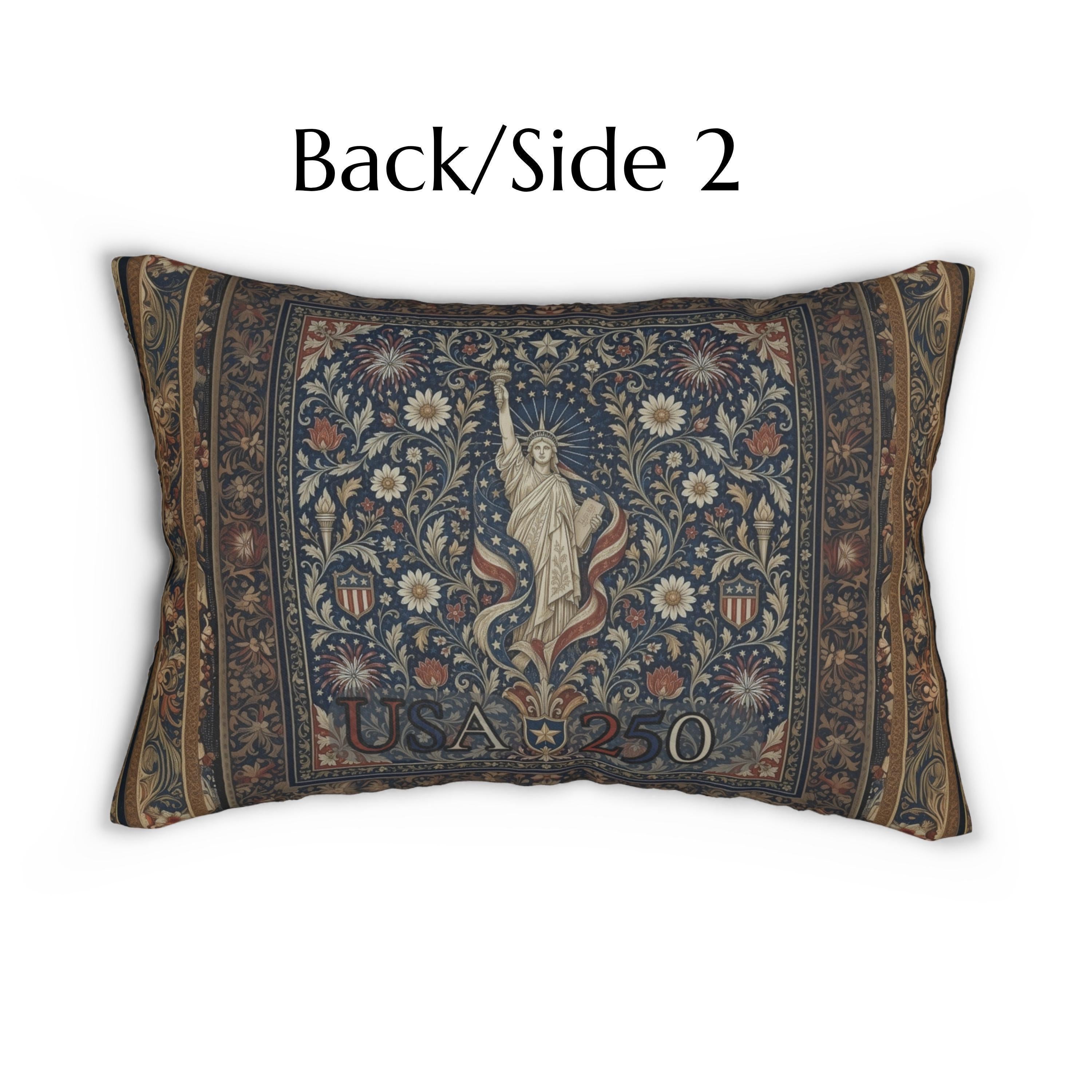Patriotic Lumbar Pillow: Americana Statue of Liberty America 250 Decor