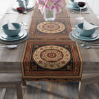 Persian Table Runner: Inspired by Antique Medallion Rug Design in Warm Rust and Cream