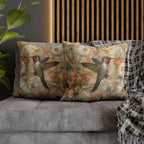 William Morris Hummingbird Pillow Cover: Peach Vintage Style Garden Cushion