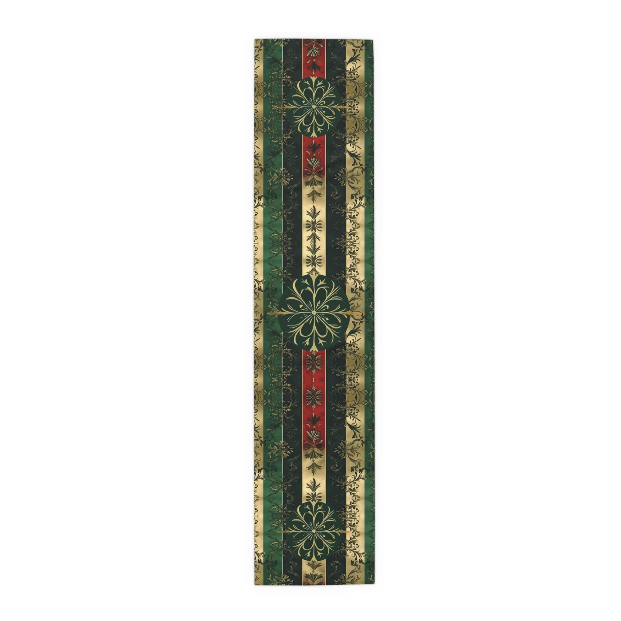 Christmas Table Runner: Festive Holiday Dining Decor with Ornate Leaf Design for Winter Entertaining