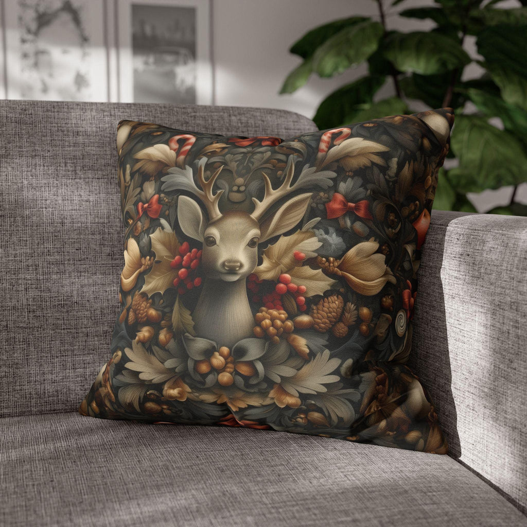 William Morris Deer Christmas Pillow Cover: Woodland Holiday Accent