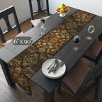 William Morris Inspired Autumn Harvest Tapestry Table Runner: Charcoal, Amber, Olive Seasonal Dining Decor