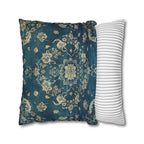Vintage Teal Medallion Pillow Cover: Persian Rug Print Cushion