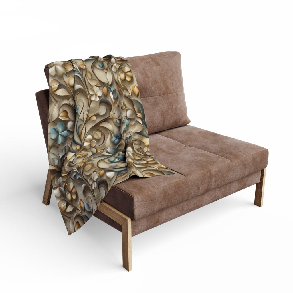 Elegant St. Patrick's Day Shamrock Throw: William Morris Inspired Irish Fleece Blanket for Home Decor