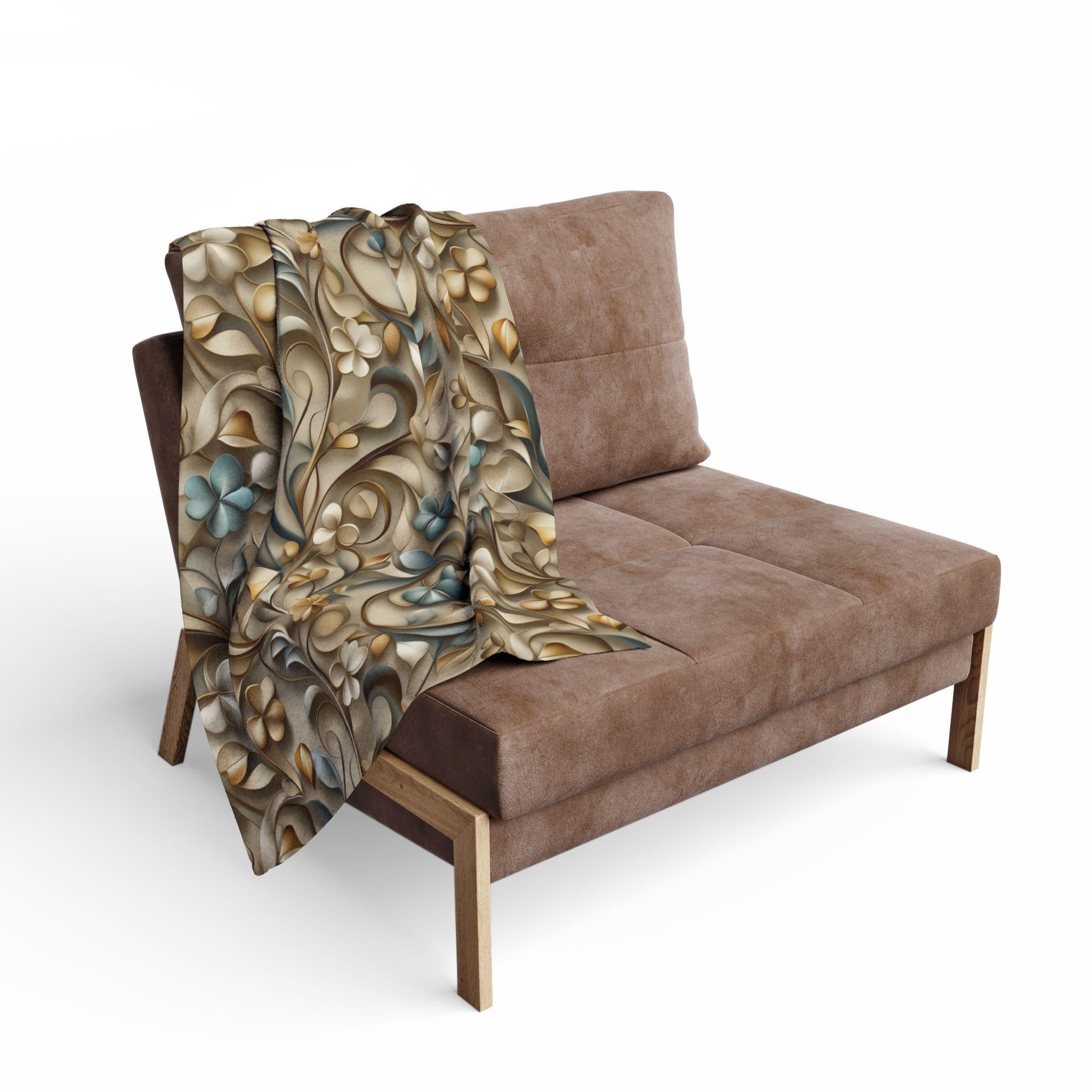 Elegant St. Patrick's Day Shamrock Throw: William Morris Inspired Irish Fleece Blanket for Home Decor