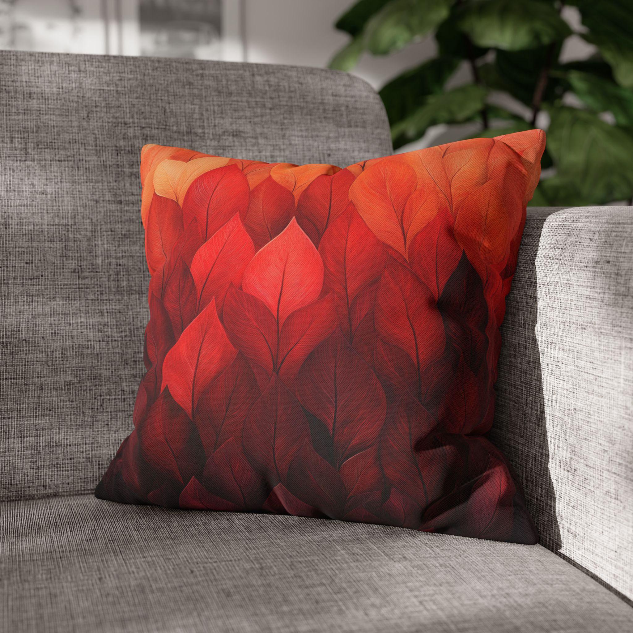 Fall Pillow Cover: Ombré Leaves in Warm Tones - Soft Polyester
