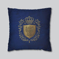 Royal Coat of Arms Pillowcase - Regal Golden Emblem on Royal Blue , Elegant Luxury Decor