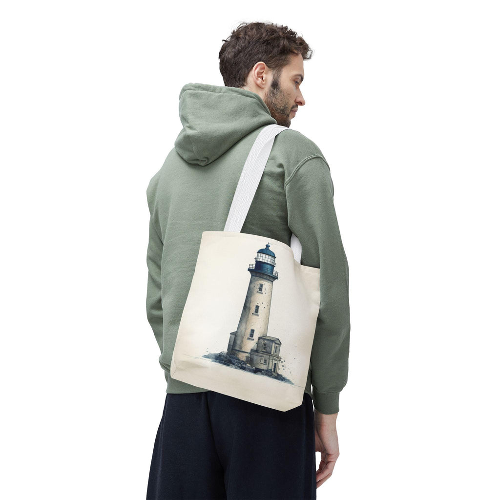 Coastal Lighthouse Tote: Durable Canvas Beach Bag in Blue - Nautical Carryall (S/M/L Available)