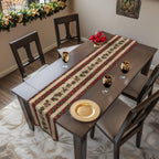 Striped Holly Christmas Table Runner: Red, Green, Cream Holiday Botanical Winter Decor