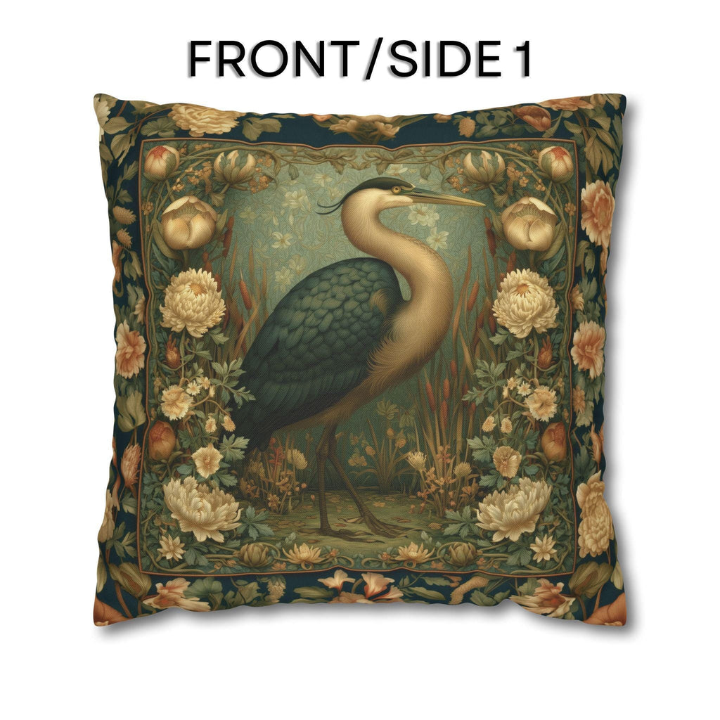 William Morris Style Throw Pillow Cover: Heron and Marsh Botanicals