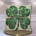 St. Patrick's Day Lucky Clover Pillowcase: Green Money Mosaic Design, Handcrafted Square Decor