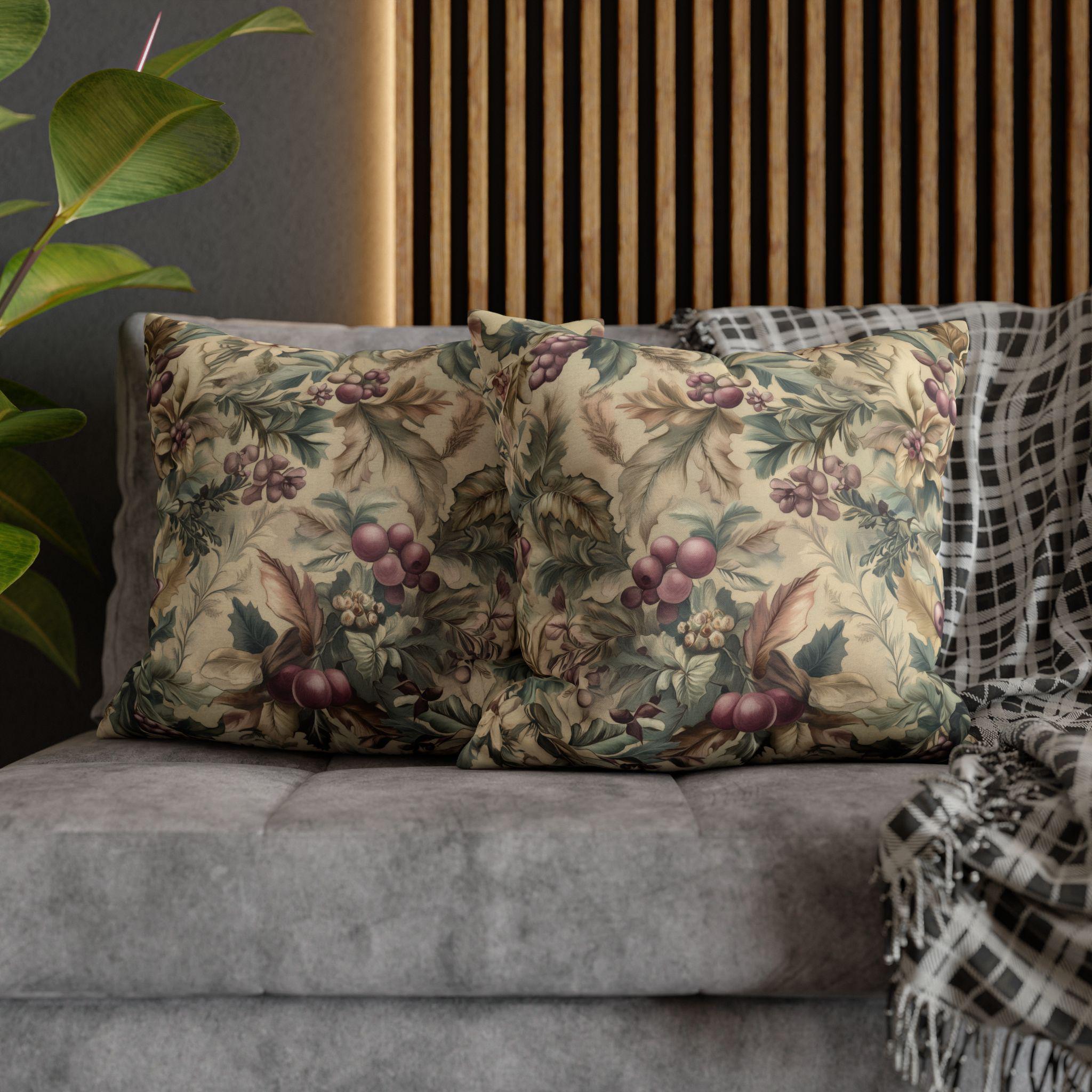 William Morris Christmas Pillow Cover: Holly Berry Arts & Crafts Style