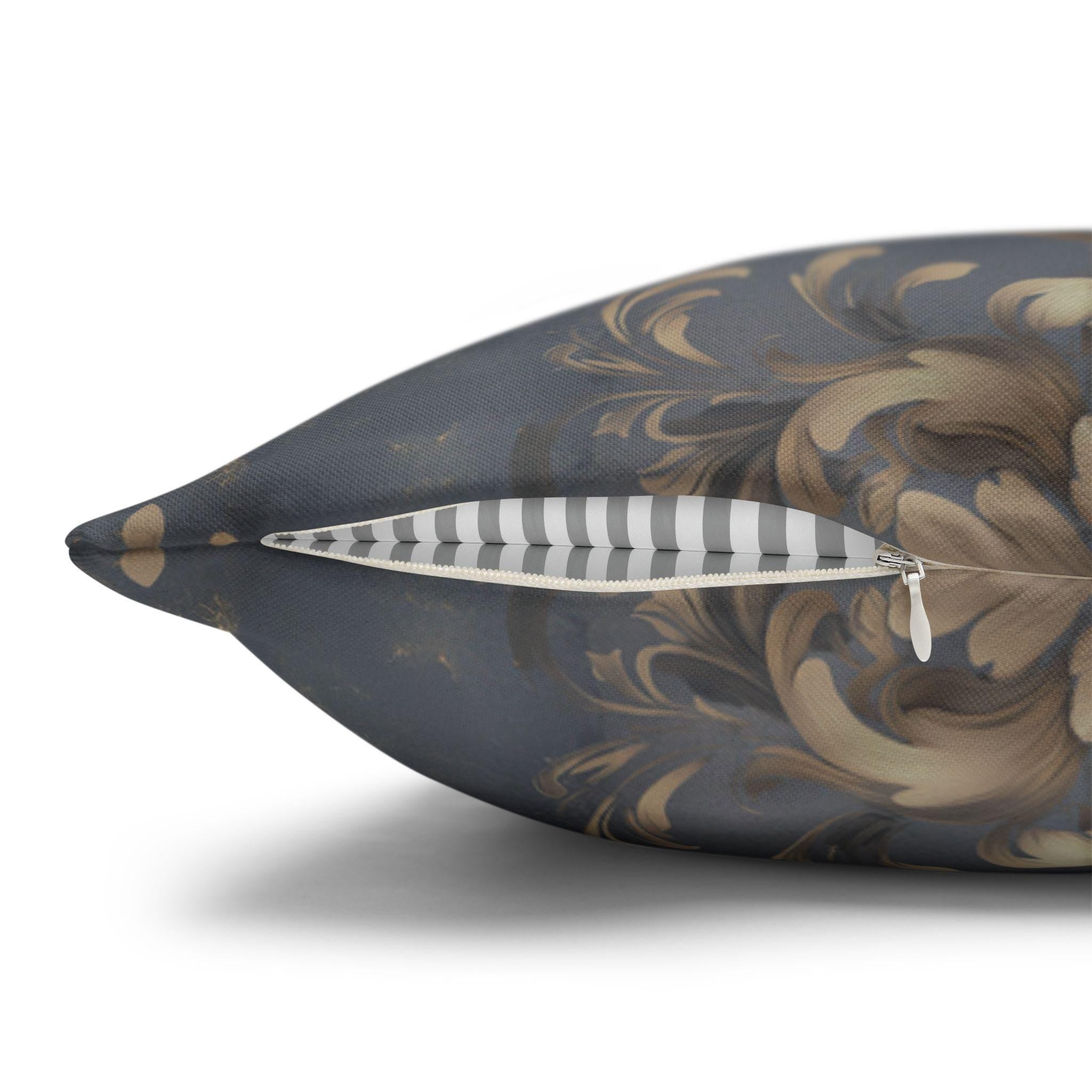 Damask Pillow Cover: Golden Floral Motifs, Vintage Style Home Decor
