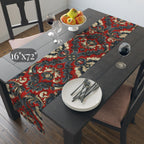 Quietly Patriotic Table Runner: Elegant Americana Scroll Design