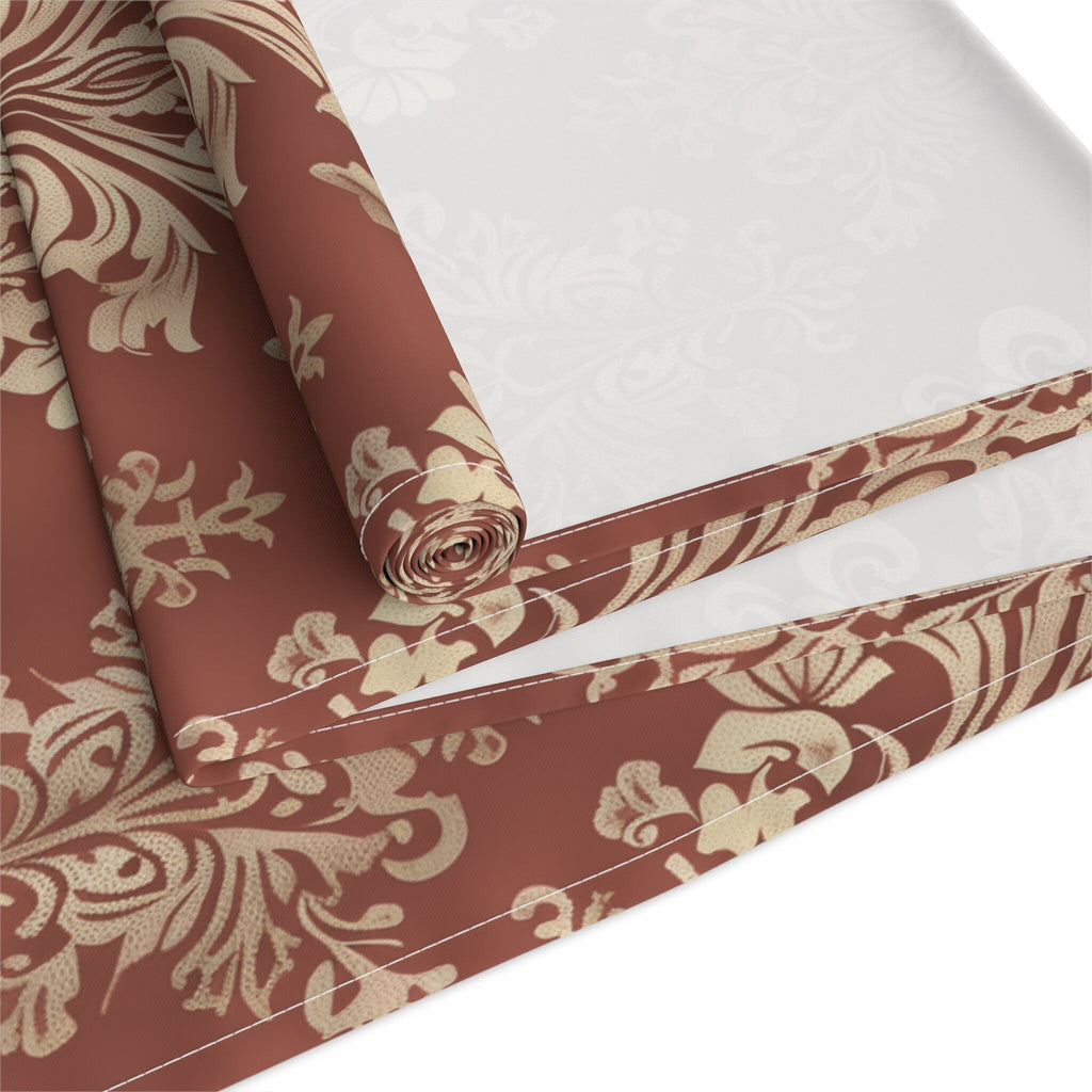 Red and Gold Damask Table Runner: Elegant Holiday Dining Decor