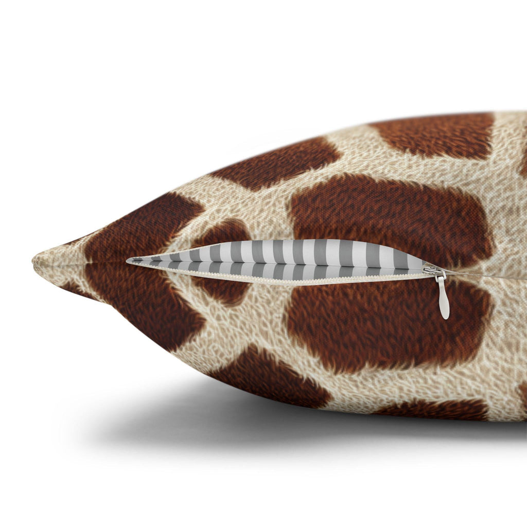 Giraffe Pattern Pillow Cover: Warm Brown and Cream Safari Accent