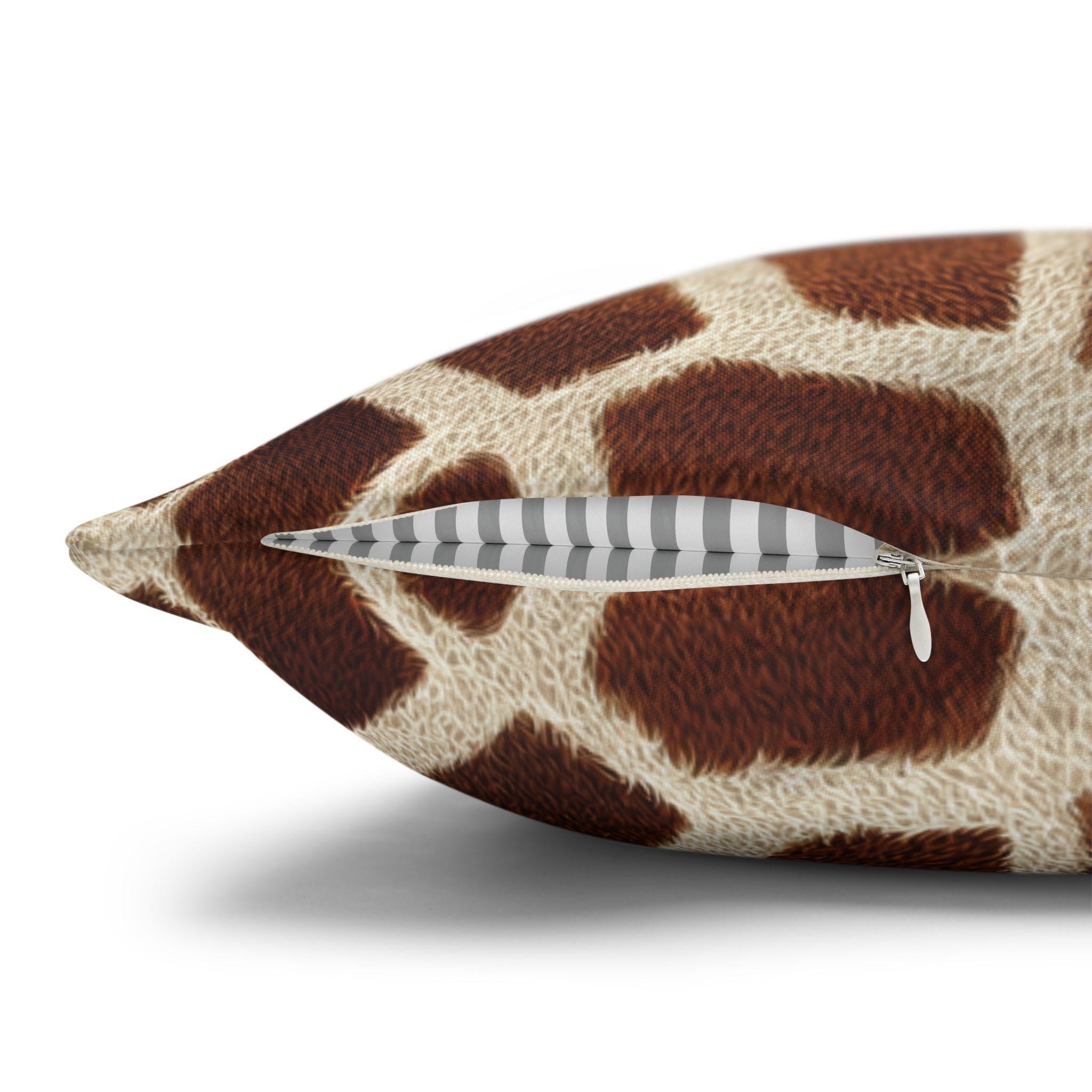 Giraffe Pattern Pillow Cover: Warm Brown and Cream Safari Accent