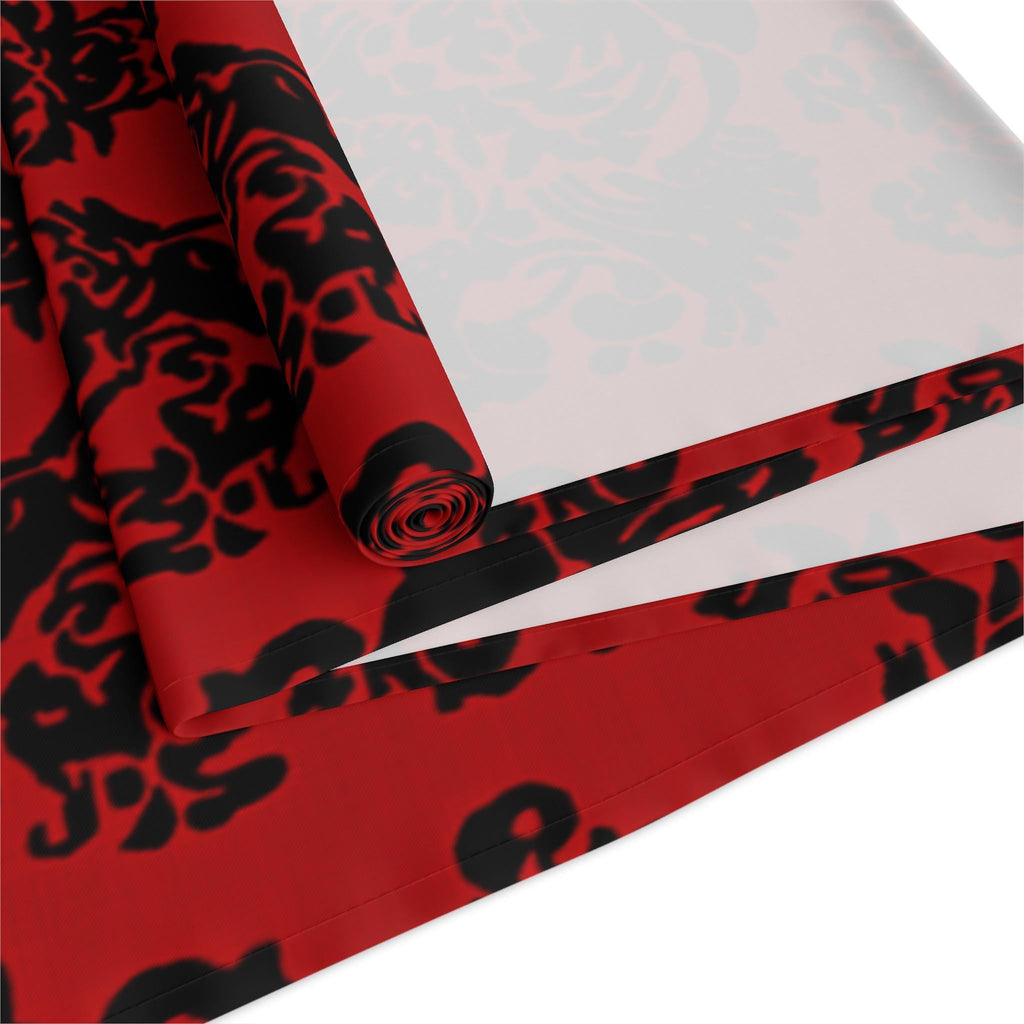 Elegant Gothic Damask Table Runner, Black & Crimson Vampire-Inspired Dining Decor for Romantic Ambiance