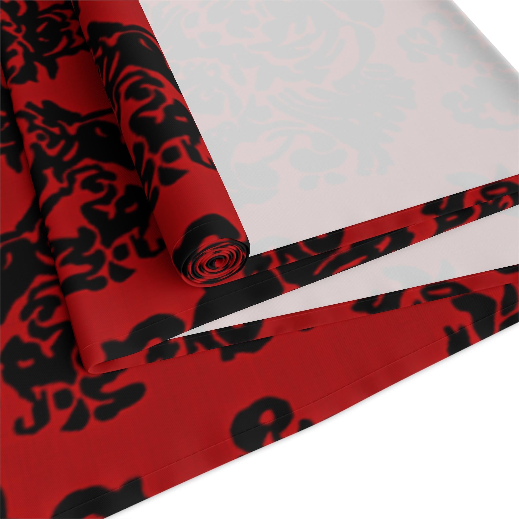 Elegant Gothic Damask Table Runner, Black & Crimson Vampire-Inspired Dining Decor for Romantic Ambiance
