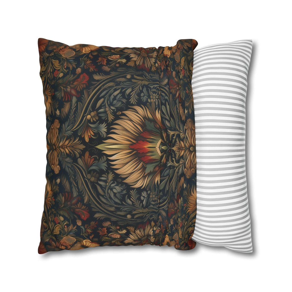 Coastal Christmas Pillow Cover: Tropical William Morris Tree, Red Gold Blue