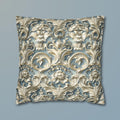 Rococo Floral Scrollwork Pillow Cover, Luxury Cream Ivory Design