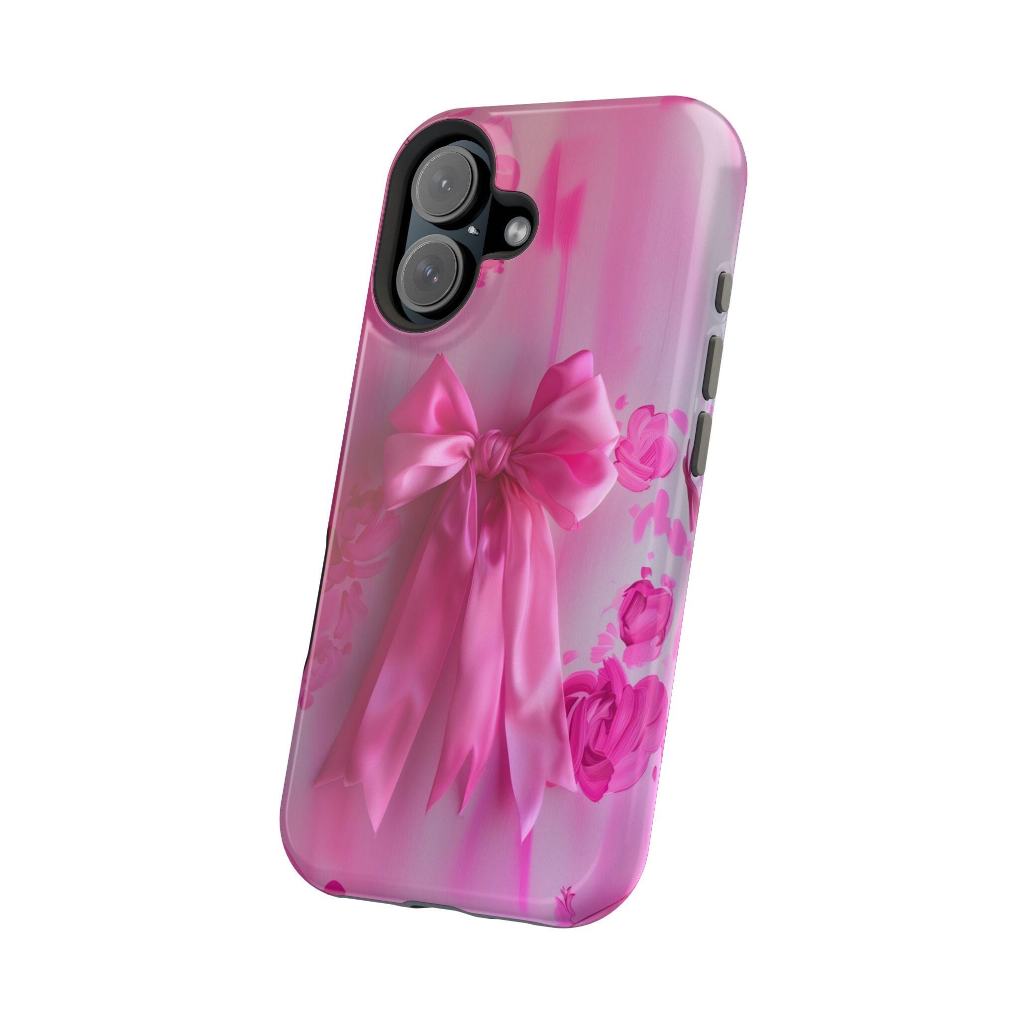 Pink Bow Floral MagSafe Tough Case for iPhone - Coquette Design Girly Gift