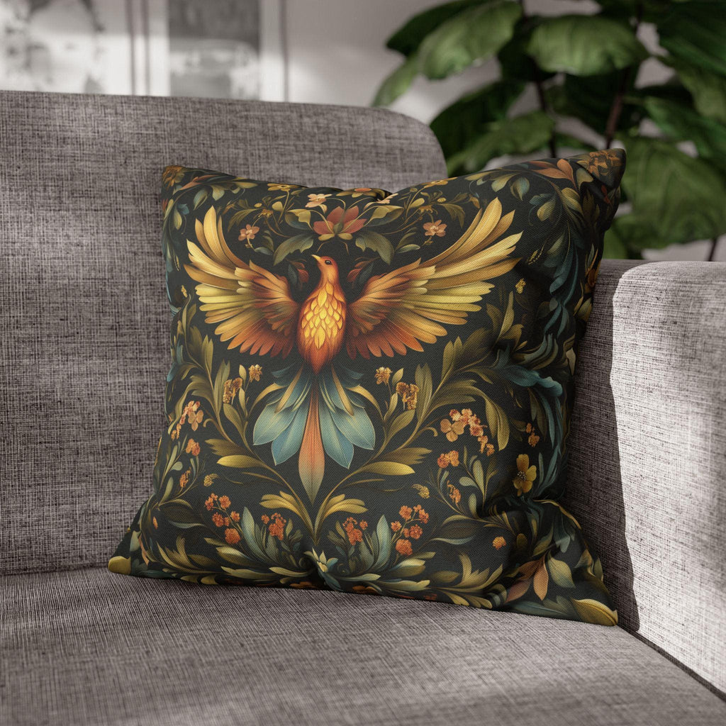 William Morris Phoenix Pillow Cover: Majestic Firebird Arts and Crafts Decorative Accent