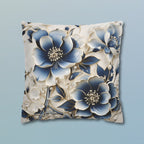 Elegant Chinoiserie Floral Pillow Cover: Blue & Off-White Eastern Motif Cushion for Home Decor