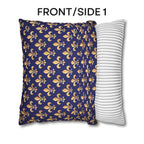Gold and Royal Blue Fleur de Lys Pillow Cover: Classic French Heraldic Pattern