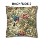 William Morris Inspired Botanical Pillow Cover: Vintage Style Hummingbird & Blooms