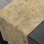 Classic Damask Pattern Table Runner: Soft Antique-Gold and Champagne-Beige