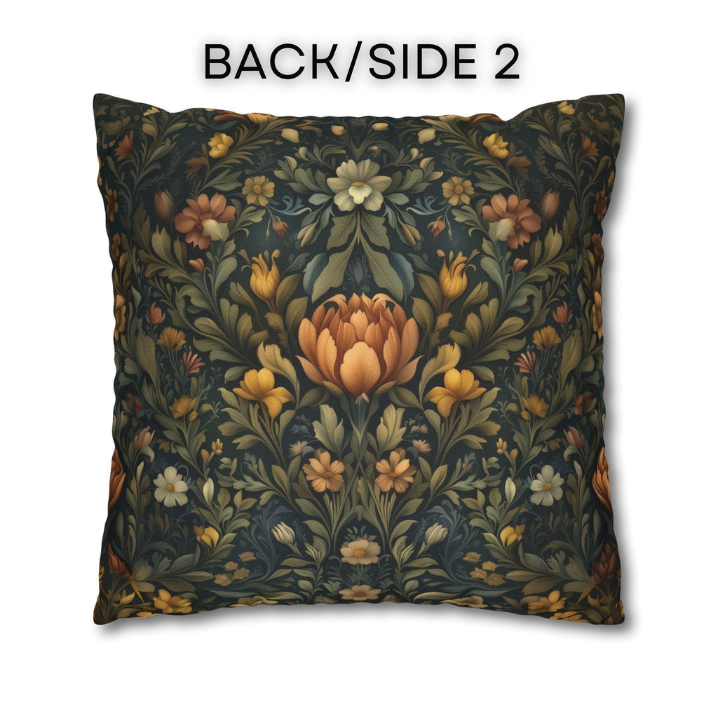 William Morris Botanical Square Pillow Cover: Golden Ochre Floral Tapestry