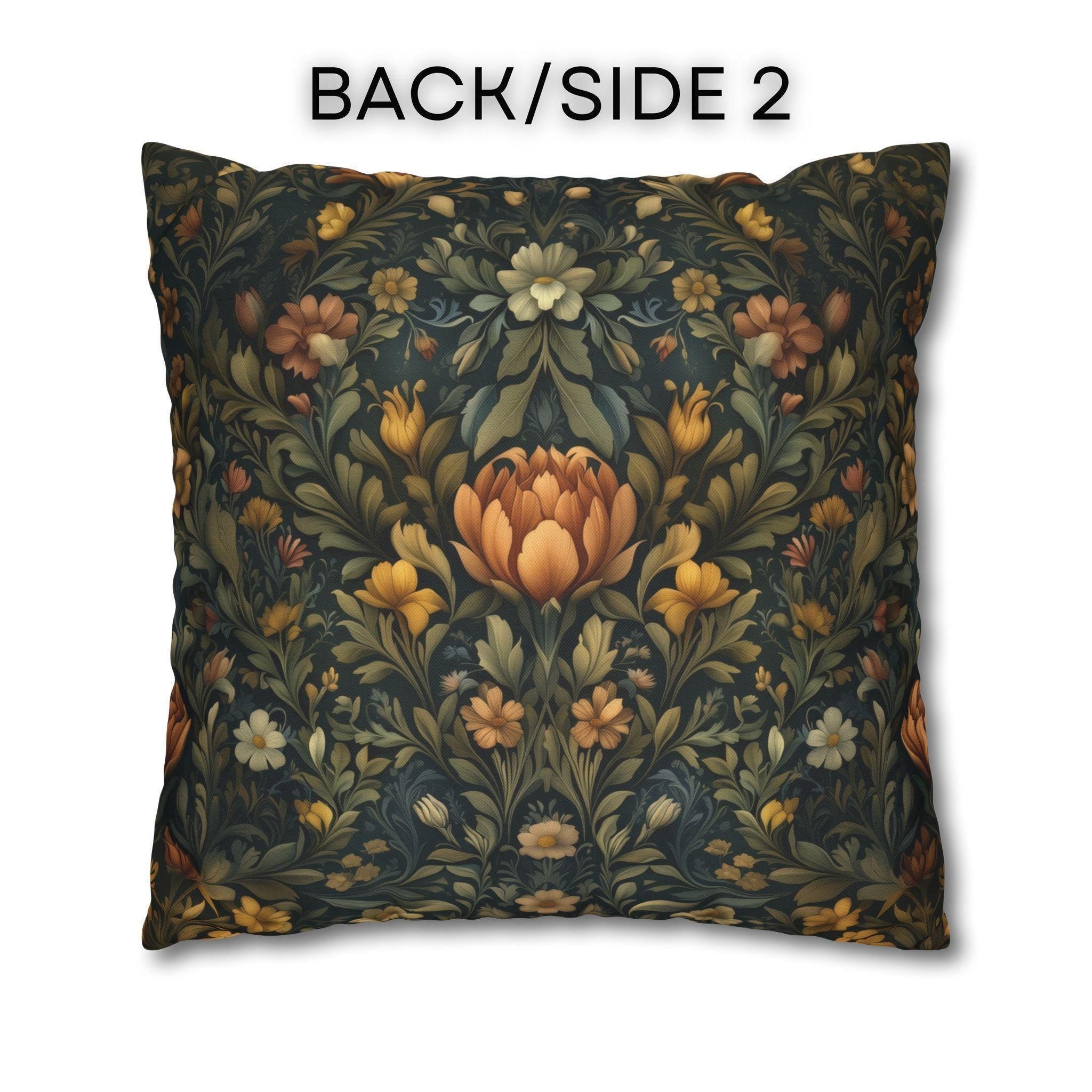 William Morris Botanical Square Pillow Cover: Golden Ochre Floral Tapestry