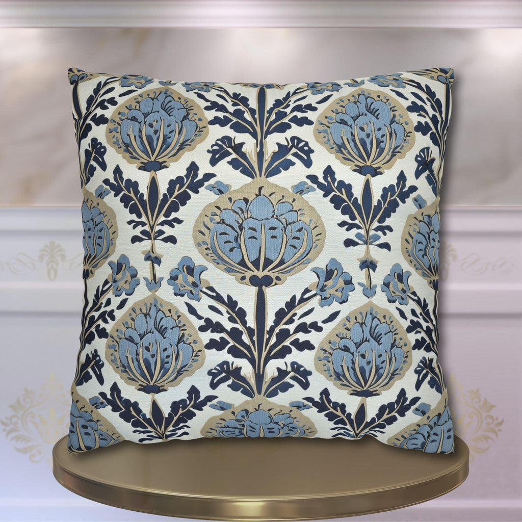 Floral Pillow Cover: Vintage Arts & Crafts Inspired Design (14x14 to 20x20 inches)
