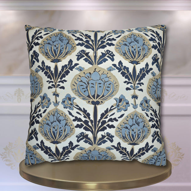 Floral Pillow Cover: Vintage Arts & Crafts Inspired Design (14x14 to 20x20 inches)