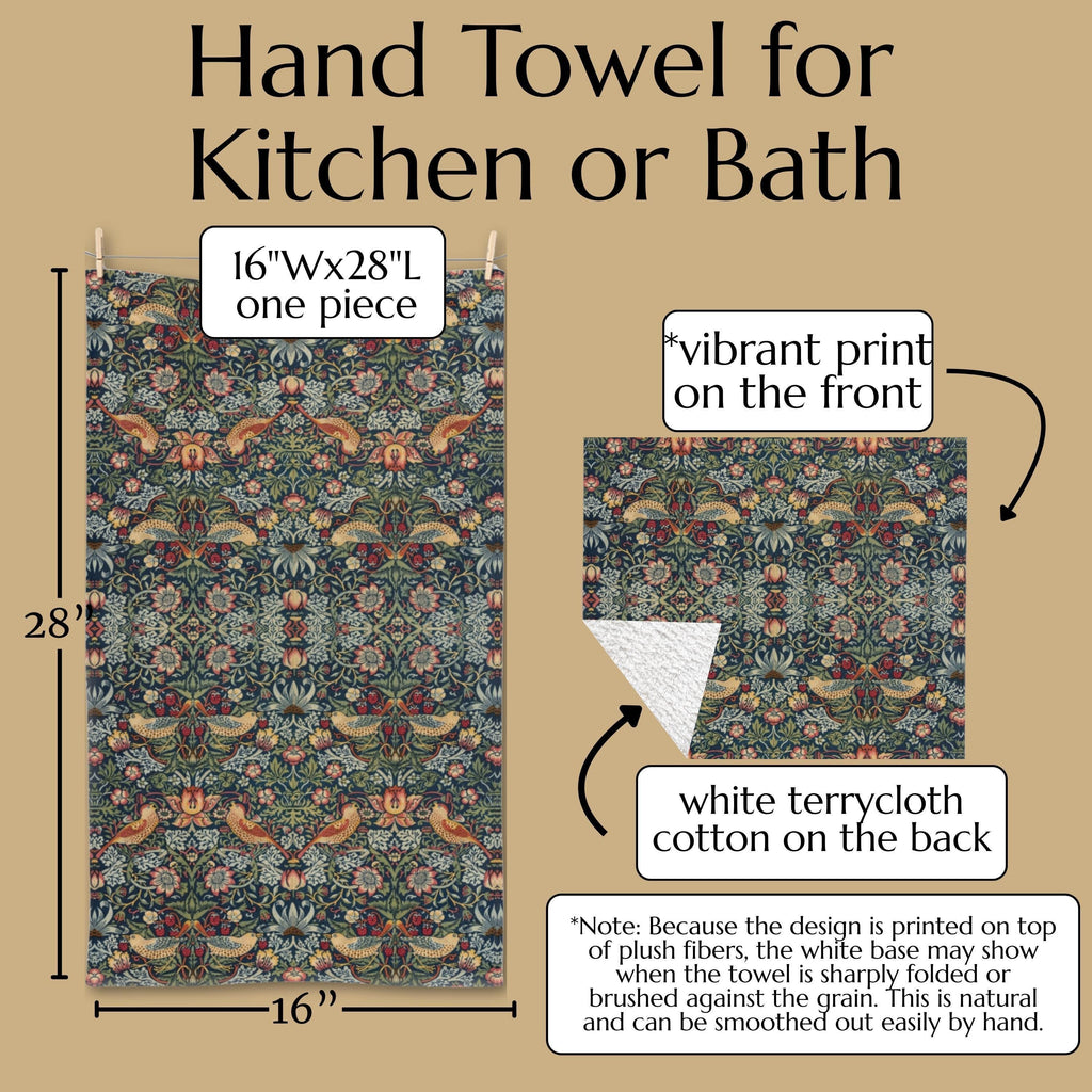 Strawberry Thief Heritage Hand Towel: William Morris Classic Reimagined