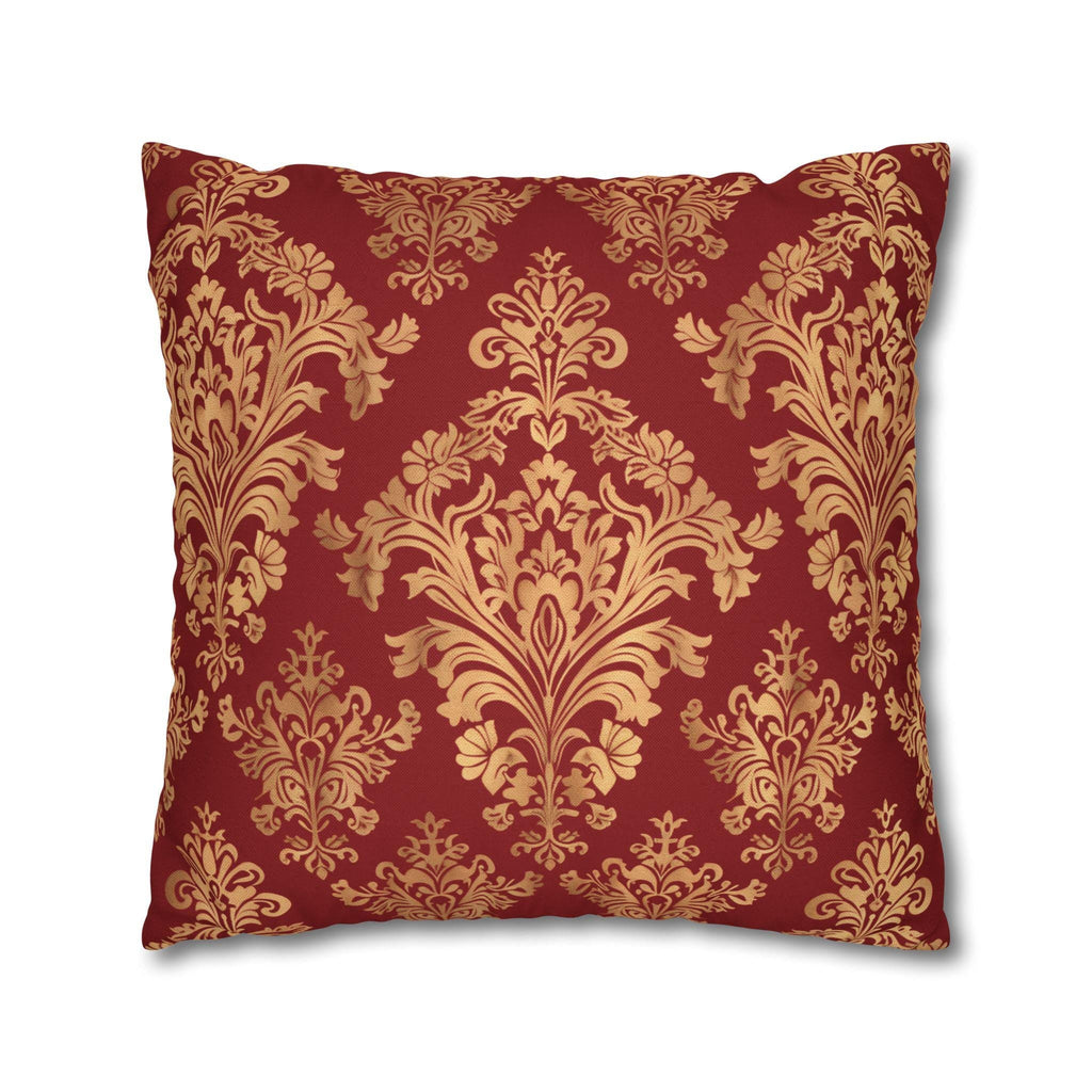 Luxurious Damask Pillow Cover | Gold  Motif on Red | Elegant Home Decor