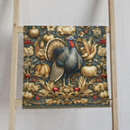William Morris Autumn Hand Towel: Botanical Thanksgiving Turkey Decor, Grey-Blue and Gold