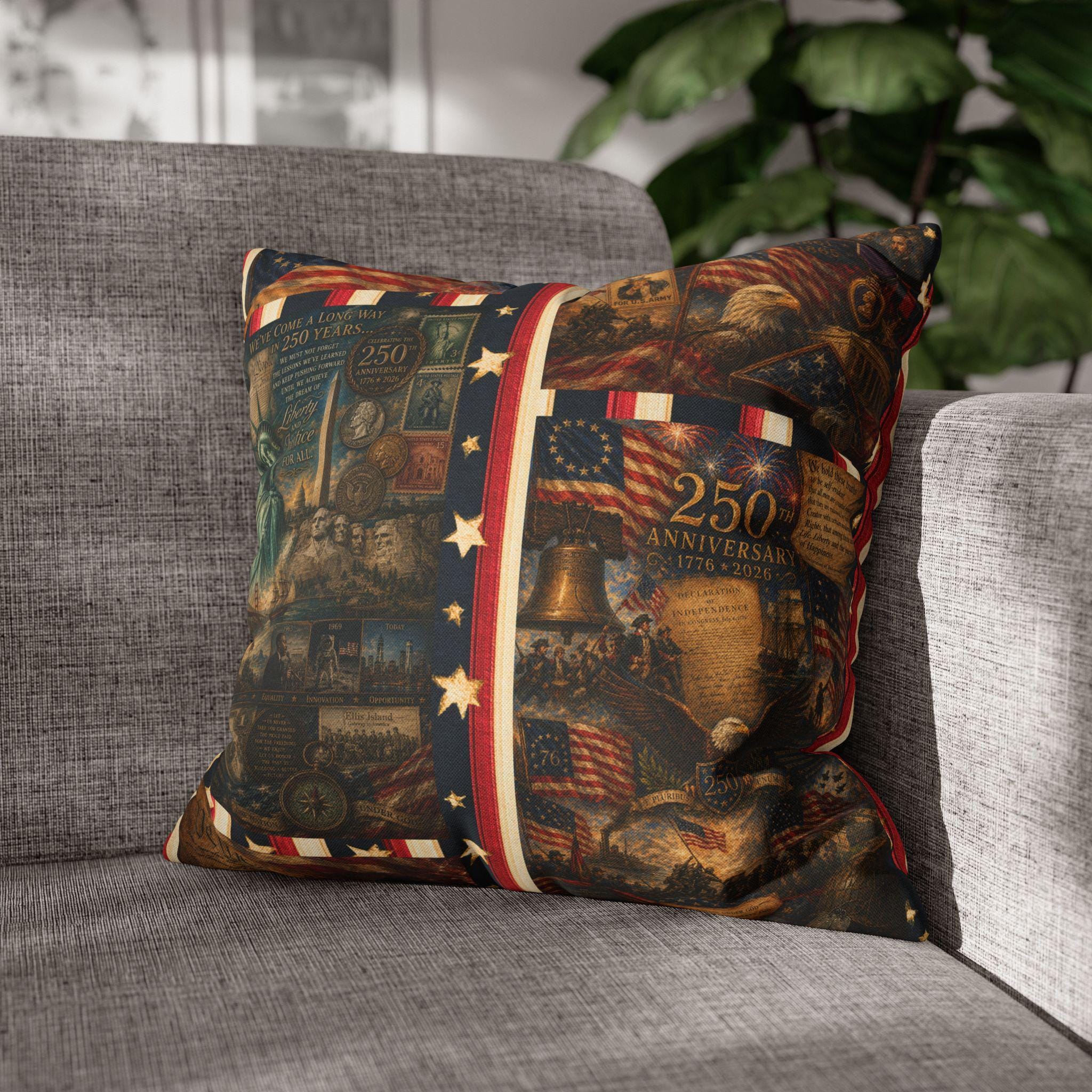 Patriotic Pillow Cover: USA 250th Anniversary Decor