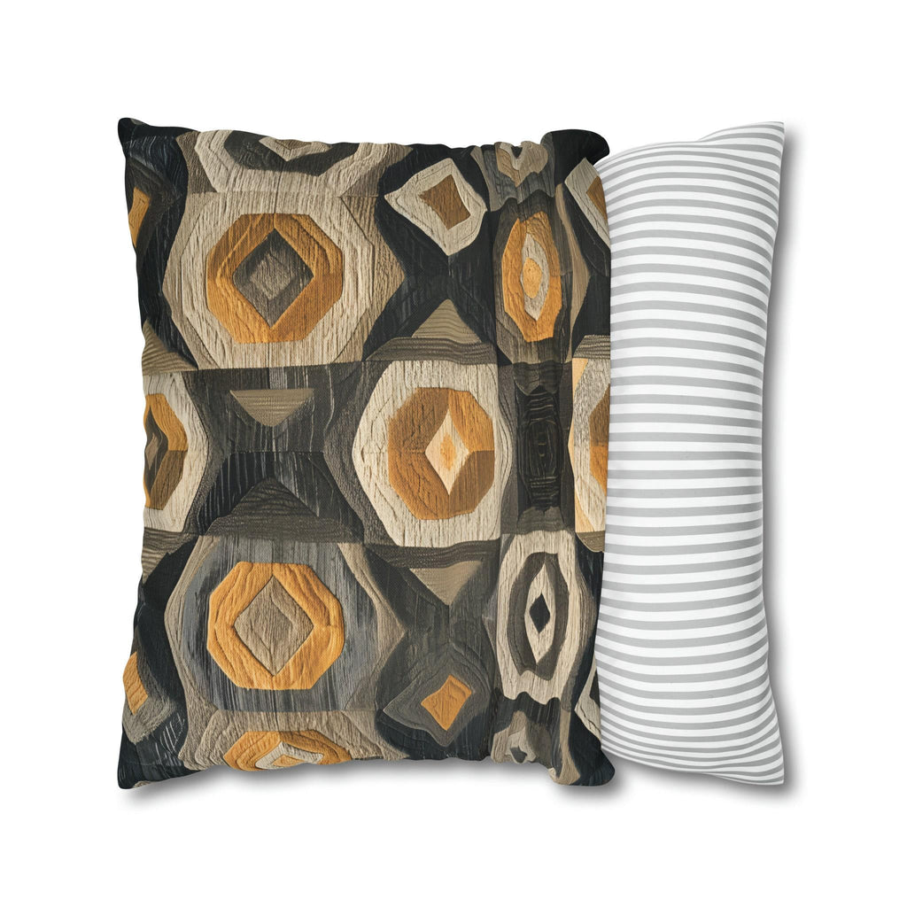 Modern Geometric Pillow Cover: Beige, Gold & Gray Cushion